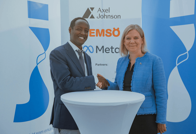 Ahmed Abdirahman, Ross School Class of 2007, with Magdalena Andersson, Prime Minister of Sweden